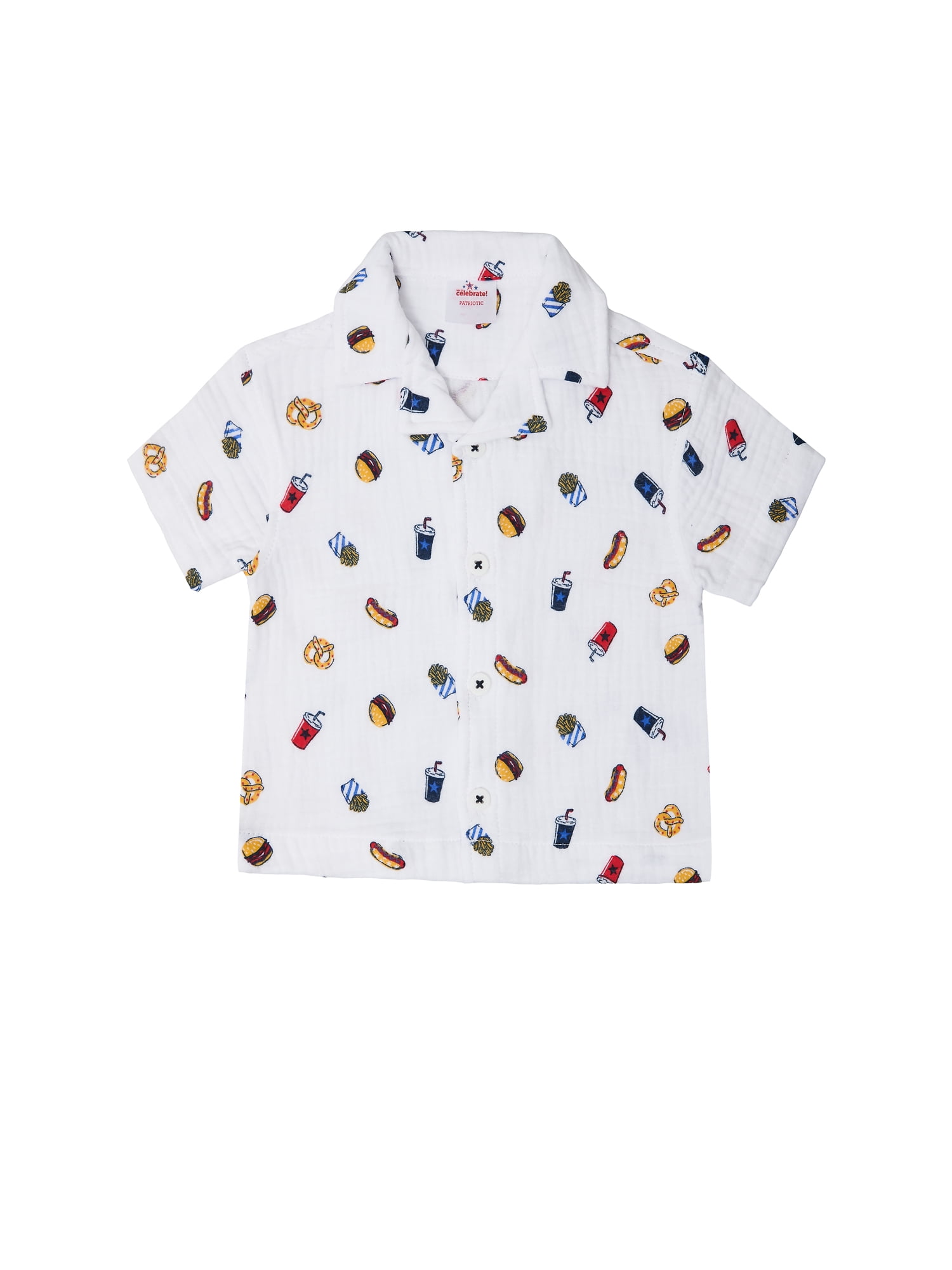Way to Celebrate Baby and Toddler Boy Americana Shirt and Short Set, Sizes 0-3M-5T