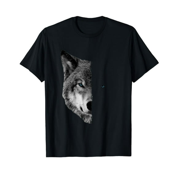Wolf T-Shirts - Split Face Wolf Shirts Magical Wolves Tee