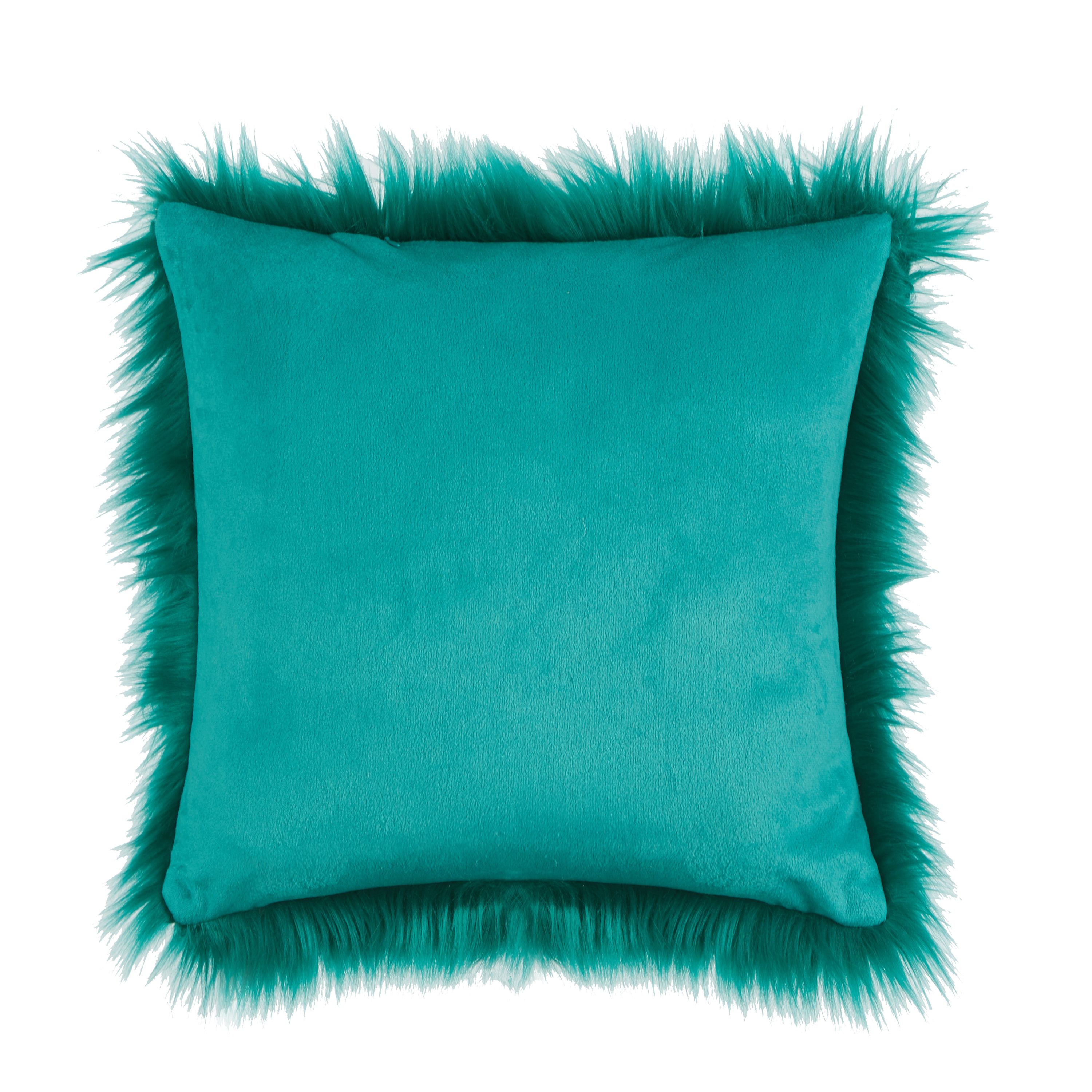 Your Zone Mainstays Flokati Decorative Throw Pillow 16" x 16", Green - image 3 of 3