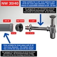 thumbnail image 3 of Manguito de goma para sifón de lavabo, 2 unidades, DN 30/40, para tubo de desagüe DN40 HT int. Tubos ext. de Ø 40mm y 1 ¼". Ø28-32 mm, junta de goma con tapón Ø45 mm, juntas de sifón de profundidad 25, 3 of 5