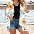 thumbnail image 5 of YUGYXL Chiffon Cardigan for Women Thin Lightweight 3/4 Sleeve Cardigans Trendy Print Cardigan Tops White S, 5 of 5
