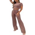 thumbnail image 1 of Women‘s High Waist Drawstring Knitted Loose Fitting Wide Leg Pant Solid Color Casual Trousers, 1 of 6