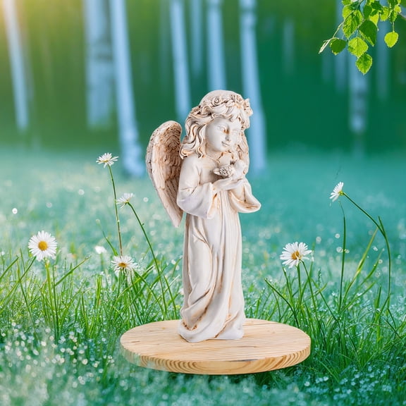 A white resin angel statue, a gift for Thanksgiving and Christmas, suitable for indoor decoration and garden decoration.