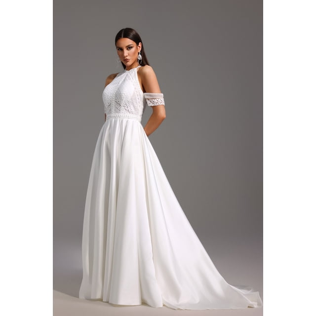 Vestido Bellabarnetten Hedit Halter sin mangas Pearl Maxi