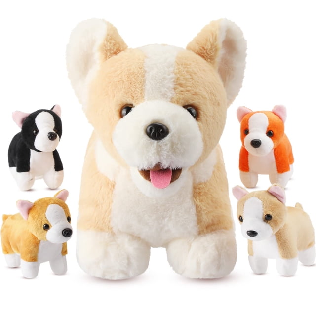 Perro Skylety de peluche con bebés en su interior para niños Corgi