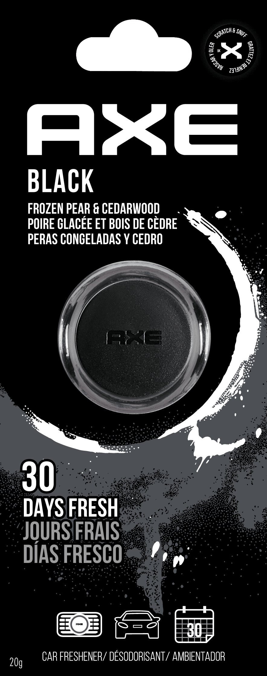 Axe Car Air Freshener Mini Vent Clip Black, 1 Pack