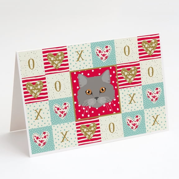 Brazilian Longhair Cat Love Greeting Cards and Envelopes Pack of 8