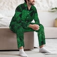 thumbnail image 7 of Lsque Green Leave Fern Pattern Long Sleeve Pajama Set for Men - Soft 2-Piece Sleepwear and Loungewear Set with Pockets, Comfy Nightwear-Small, 7 of 7