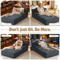 thumbnail image 2 of FFH 78.7" Oversized Chaise Lounge Chair Indoor, Corduroy Upholstered Modern Couch, Comfy Sleeper Sofa for Living Room/Office, No Assembly Required, Dark Gray, 2 of 8