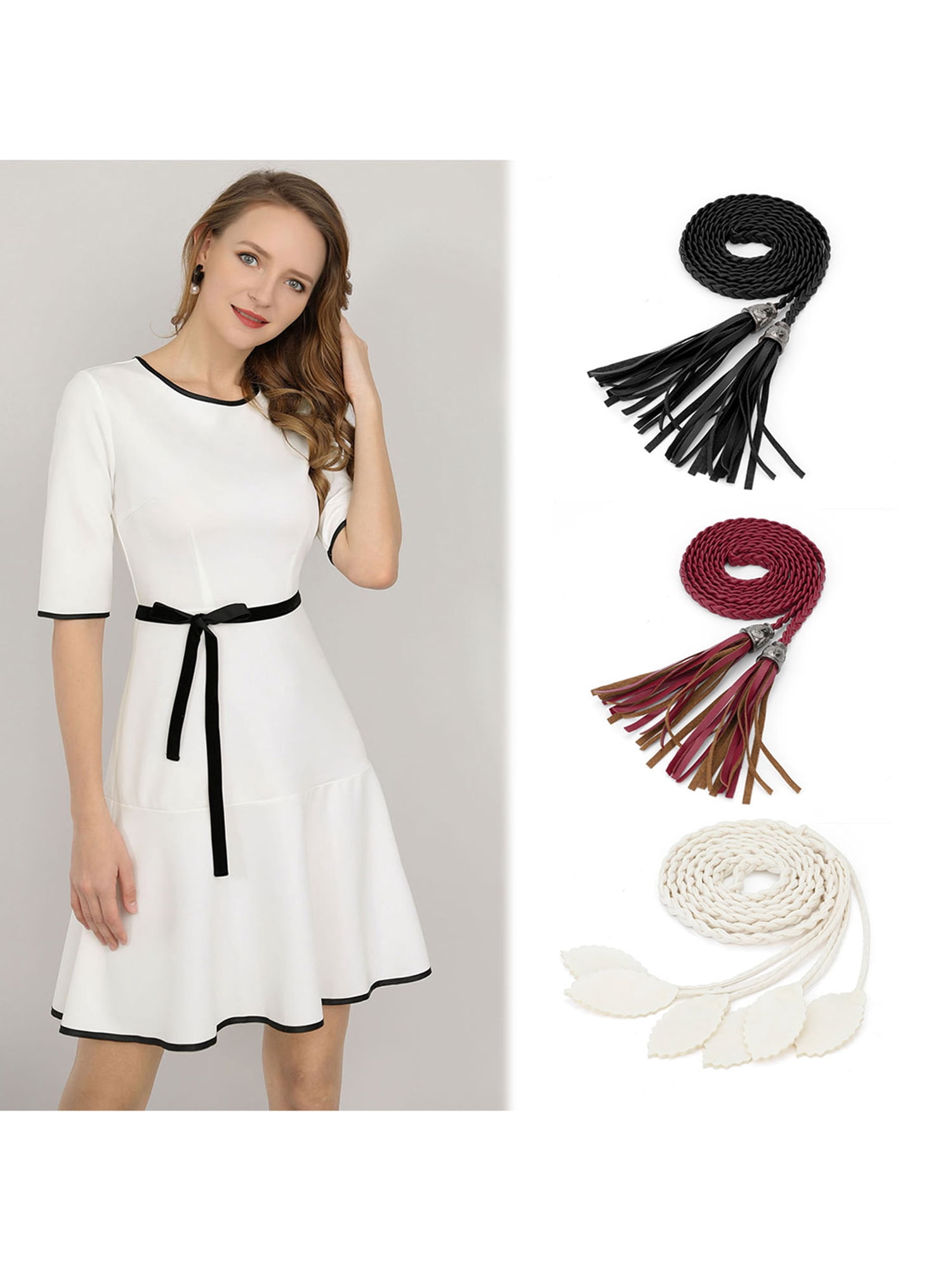 Unique Bargains Women Press Button Closure Corset Waist Laceup Cinch Belt Band