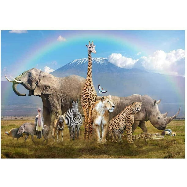 Rideau transparent Ensemble avec les animaux de la savane africaine