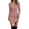 thumbnail image 3 of Womens Sweater Dress High Collar Long Sleeve Solid Color High Collar Knitted Long Dress Dresses for Women with Jackets plus Size Dresses for Night Out plus Size Knit Dress plus Outfit for Work plus, 3 of 3
