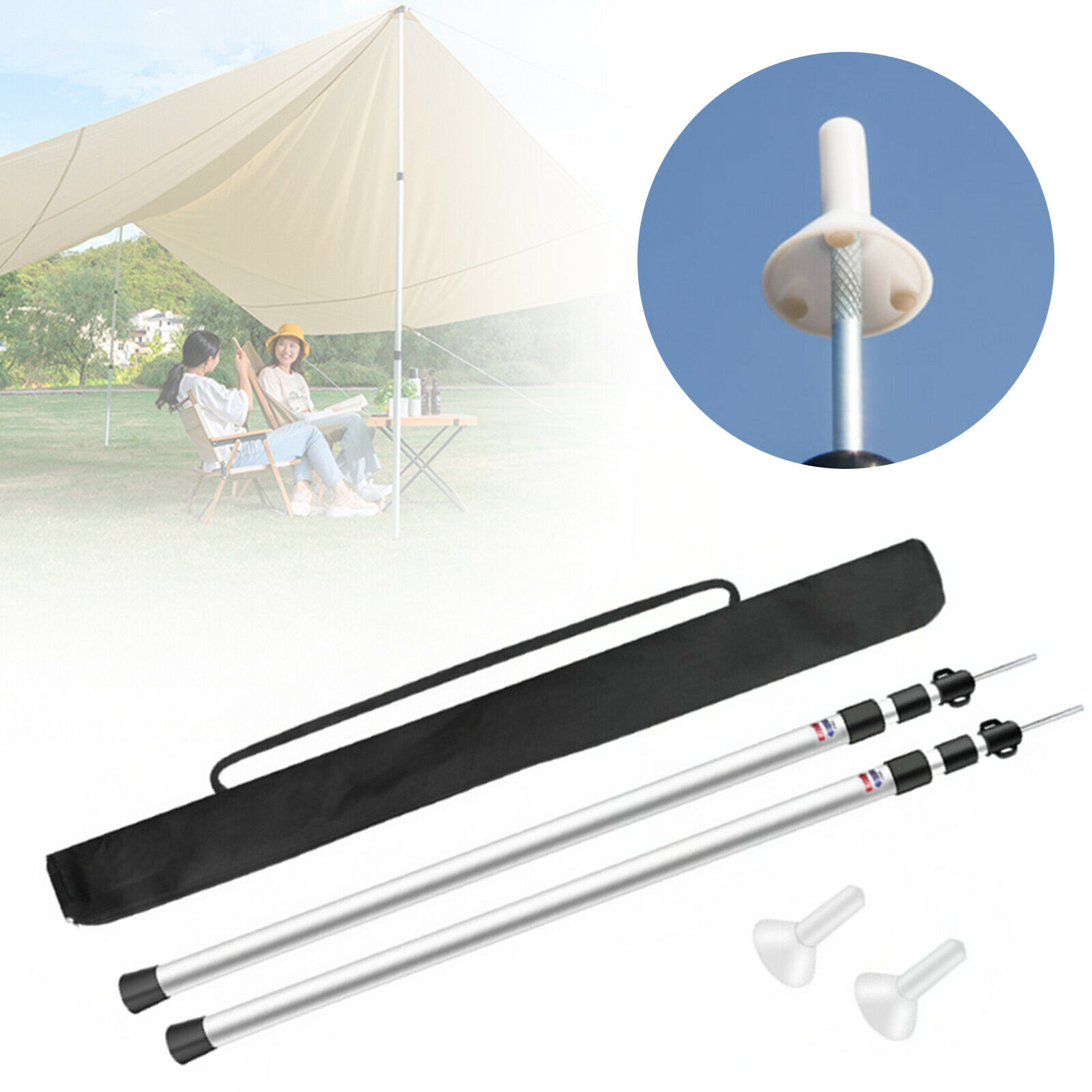 Barres De Tente Télescopiques Aluminium - Réglables 81-198cm | Léger Pour Camping, Plage