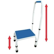 Adjustastep (tm) 2-in-1 Deluxe Step Stool / Footstool with Handle / Handrail Height Adjustable