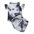 thumbnail image 2 of HAOTAGS Toddler Boys Girls Tie-Dye Print T-shirt Set Summer Children Two-piece Shorts Set Black Size 3-4 Years, 2 of 7
