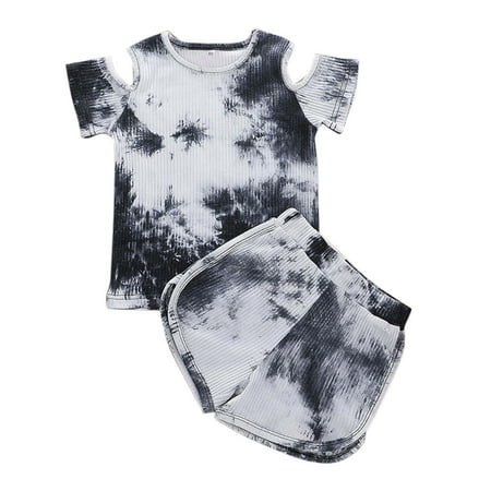 

Summer Savings Clearance! Dezsed Toddler Girl Summer Outfits Casual Short Sleeve Tie-Dye Print T-Shirt Shorts Outfits Girl Set Clothes Loungewear 18M-5Y Kids Clothes Girls