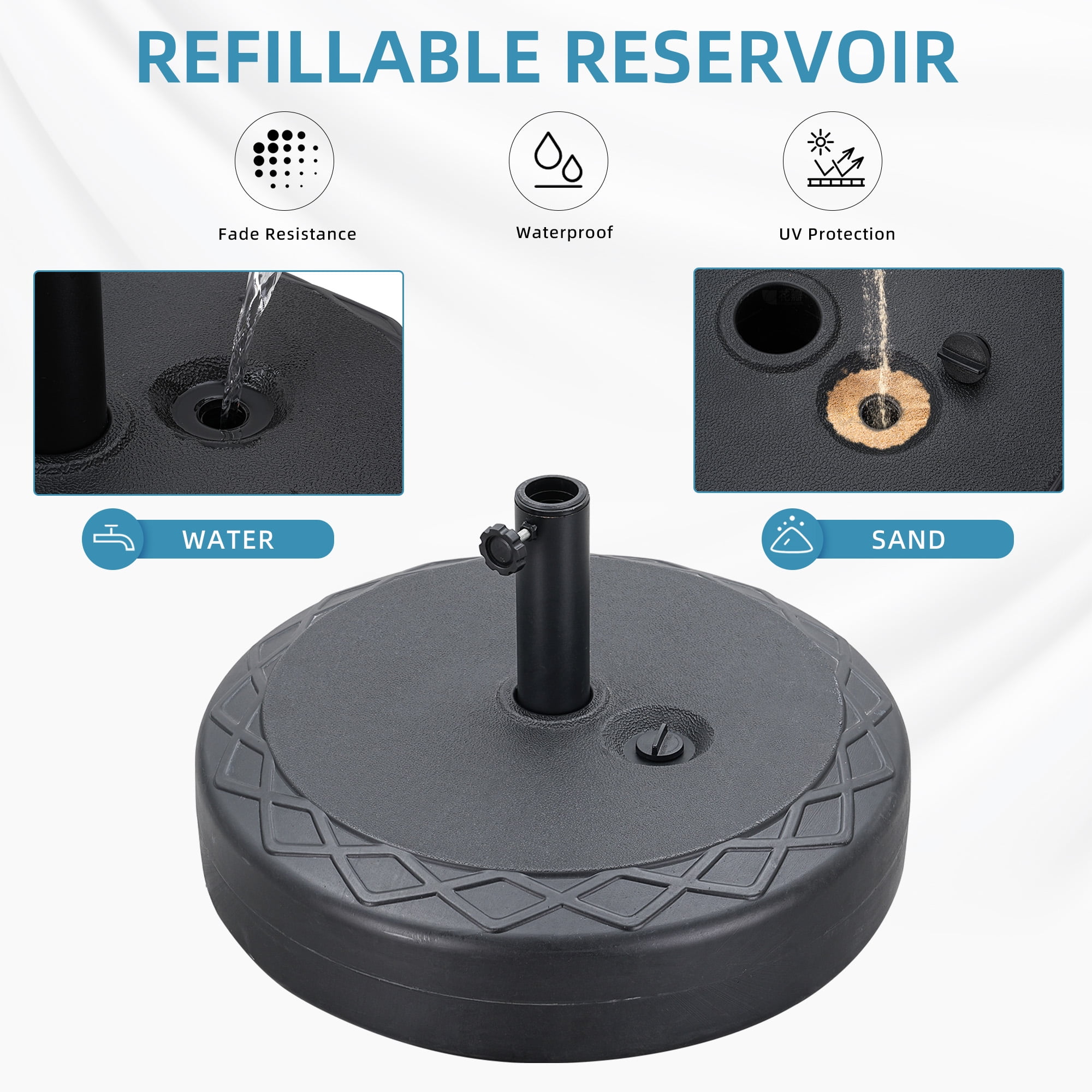 Autlaycil Outdoor Umbrella Base Water Filled 67lbs, Sand Filled 95lbs