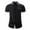 Black, variant on LADIGASU Man Fashion Leisure Button Pocket Flip Collar Lattice Short Sleeve Shirt