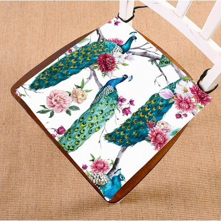 

YKCG Floral Pattern Blooming Tree Elegant Peacock Seat Cushion Chair Cushion Floor Cushion Twin Sides 20x20 inches