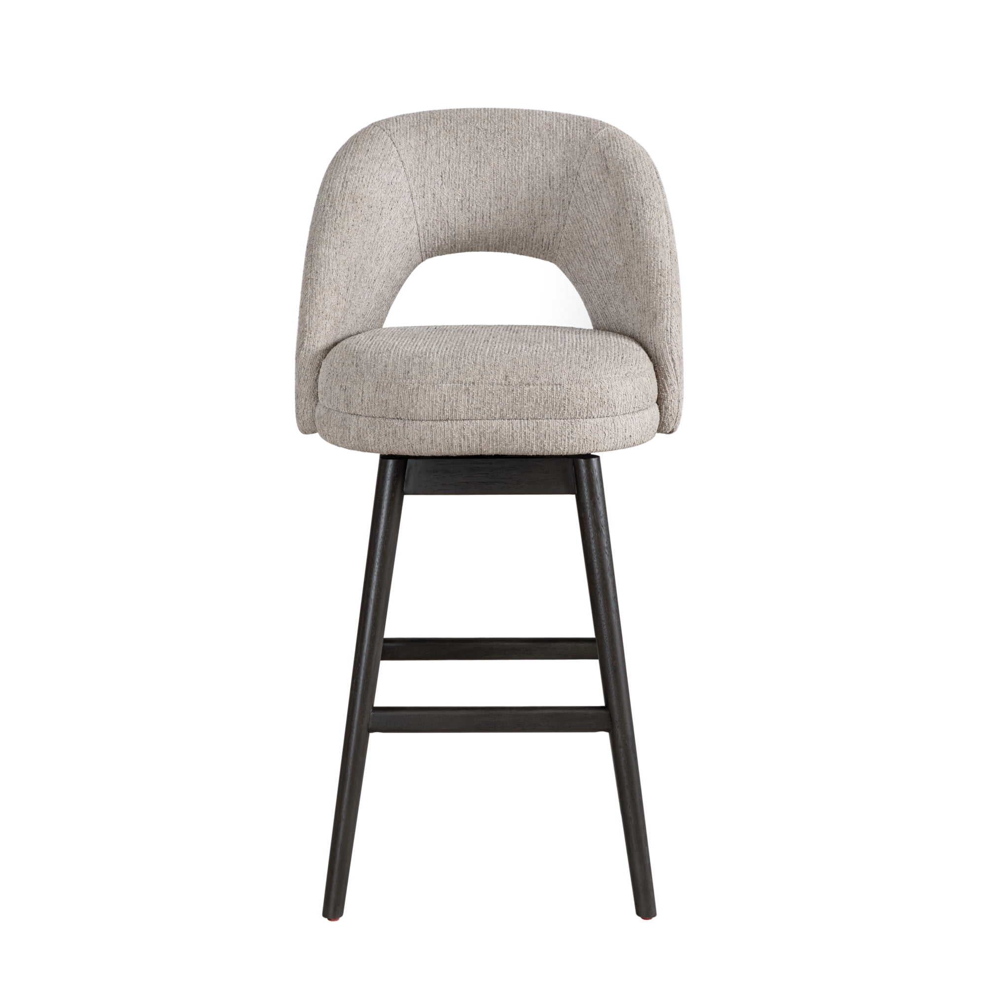 Adrian Gray Solid Wood Upholstered 30" Bar Height Swivel Barstool with Morning Fog Fabric Seat - Set of 2