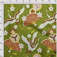 thumbnail image 4 of oneOone Georgette Viscose Forest Green Fabric Asian Japanese Pattern Sewing Craft Projects Fabric Prints By Yard 42 Inch Wide, 4 of 4
