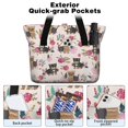 thumbnail image 2 of Tote Bag for Women - Yorkie and Floral Shoulder Bag - Large Utility Work Duffle Bag with Zipper Handbag for Travel, Work, Sprots, 2 of 5