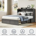 thumbnail image 6 of ‌ijuicy Murphy Bed with Charging Station, Queen Size Solid Wood Cabinet Bed, Cube Chest Bed for Guest Room/ Office/Apartment-Gray, 6 of 10