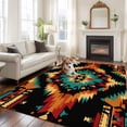 thumbnail image 2 of 8'x10' Area Rugs, Boho Orange Teal Indoor Outdoor Area Rug for Living Room Bedroom, Geometric Vintage Southwestern Ethnic Washable Bathroom Rugs Kitchen Floor Carpet Mats Home Decor Aesthetic, 2 of 8