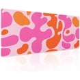 thumbnail image 1 of Pink Orange Cute Gaming Mouse Pad - Preppy Abstract Modern Geographic, Extended Large Desk Mat, Non-Slip Rubber Base, Stitched Edge, Perfect for Desktop Office PC, 31.5x11.8 Inch, 1 of 6