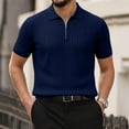 thumbnail image 3 of Boyscolos Men's Slim Fit Ribbed Knit Zipper Collar Muscle Polo Shirts, Stylish Short Sleeve Golf Casual Tees Navy 4XL, 3 of 4