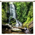 thumbnail image 3 of Waterfall Forest Shower Curtain - Green Plant Tree Falling Water Lake Nature Landscape, Creative Window Scenery, Polyester Fabric Curtains with Hooks, 70W x 70H Inch, Ideal for Tranquil and Scenic Bat, 3 of 6