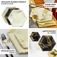 thumbnail image 4 of Efavormart 25 Pack | 8.5" Black Dessert Salad Paper Plates, Hexagon Disposable Plate With Gold Foil Marble Design - 400 GSM for Wedding Receptions, Banquets, and Catered Events, 4 of 11