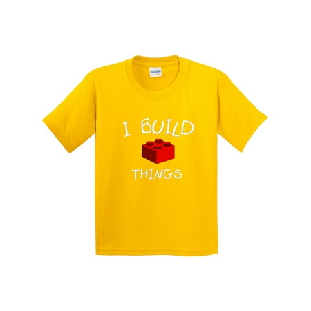 New Way 1207 - Youth T-Shirt I Build Things Building Blocks Lego Medium Daisy (Best Way To Organize Legos)