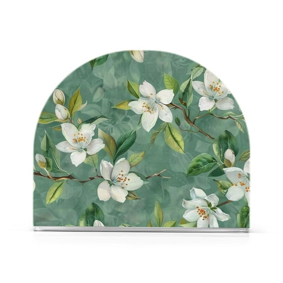 Ryvnso Flower with Green Leaves Acrylic Napkin Holder Table Kitchen Paper Tissue Organization 1 Pack
