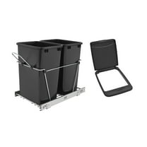 Rev-A-Shelf Double Pullout Trash Can 35 qt & Flip Top Bin Lid