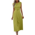 thumbnail image 4 of FcBaudy Robe Sans Manches Col Rond, Robes d'Été pour Femmes, Robes Élégantes pour Femmes Robe Longue Sans Manches Robe à Volants, 4 of 9