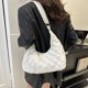 thumbnail image 1 of Bolso casual para mujer con correa ajustable, bolso de mano con entramado rómbico y media luna, 1 of 6