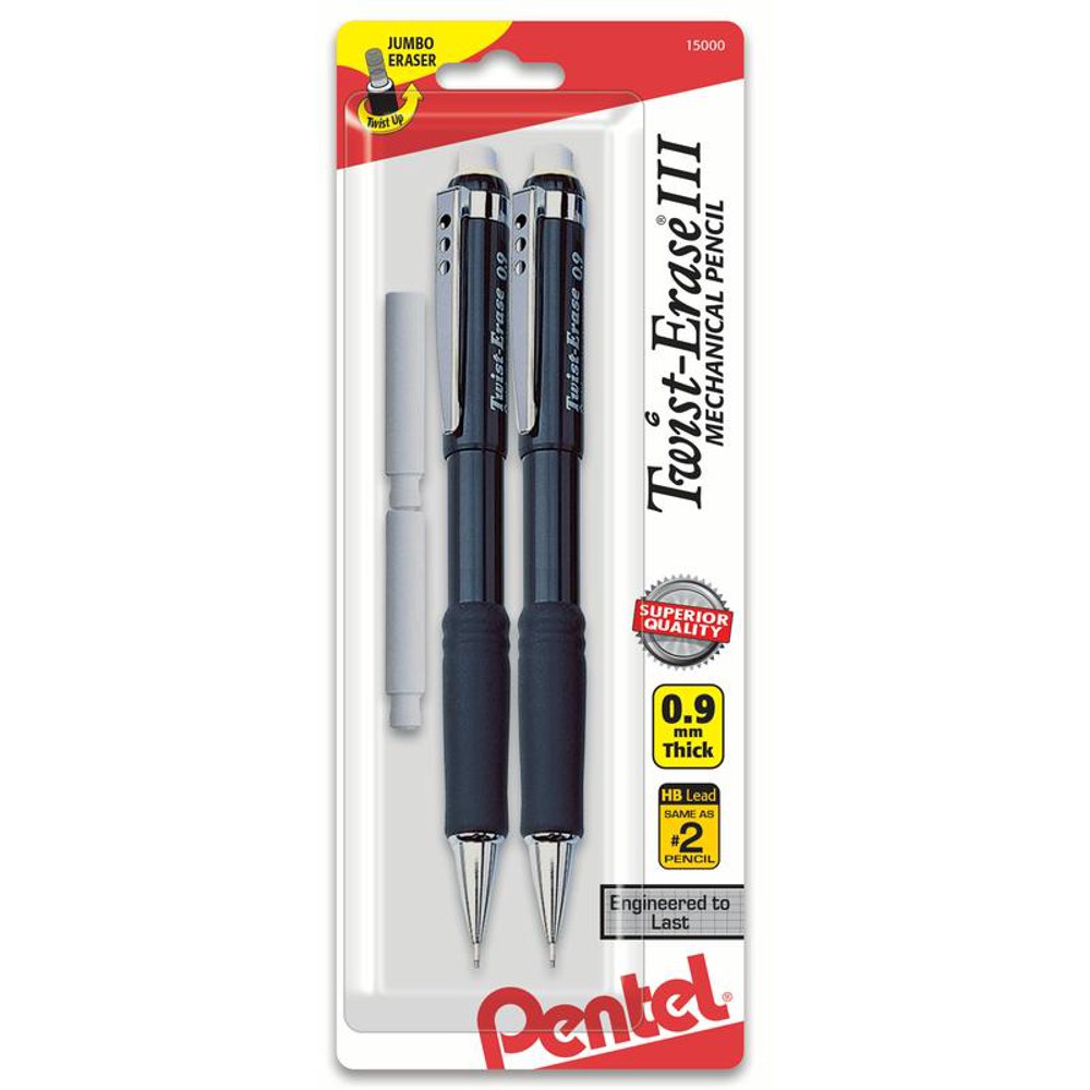 Pentel TwistErase III Mechanical Pencil, (0.9mm) with (2) Eraser