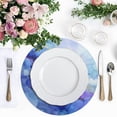 thumbnail image 4 of 15 Inch Round Grid Plate Mats Heat Non-Slip Resistant PVC Placemats for Kitchen Dining Table Decor Blue Ink Clouds 6PCS, 4 of 5