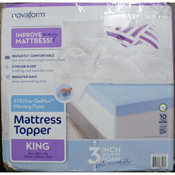 Novaform Evencor Gel Plus Memory Foam Mattress Topper King with Cover
