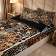 thumbnail image 3 of Erosebridal Gold Leopard Cheetah Print Zipper Twin Comforter Sets with Fitted Sheet and 2 Pillowcases for Girls, Eiffel Tower Zipper Bedding Set, Black Reversible, 4pcs, 3 of 7