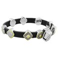 thumbnail image 2 of Fashion Alloy Black Leather Two-Tone Wristband Wrap Bracelet, 2 of 3