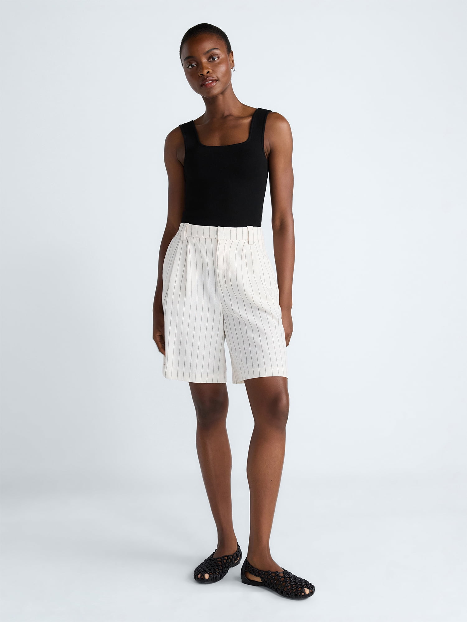 Scoop Women’s Pleated Bermuda Shorts, 9'' Inseam, Sizes 0-26W