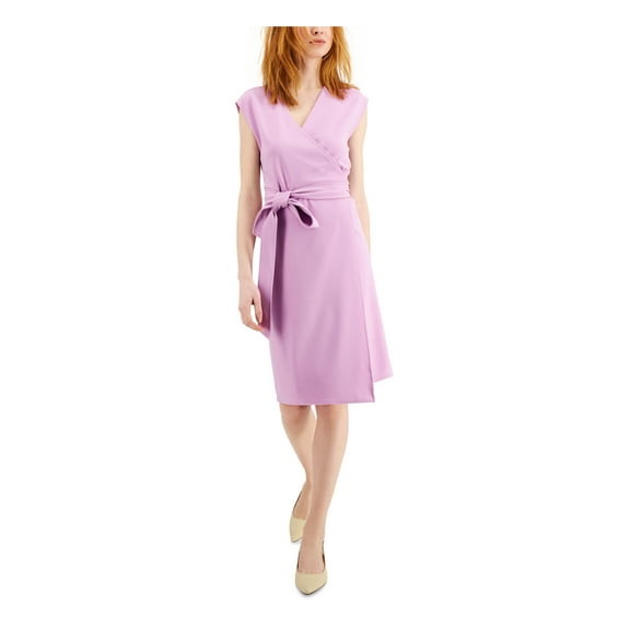 Alfani VIOLET TULLE Women's Cap-Sleeve Wrap Dress, US Small
