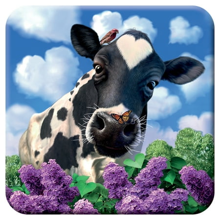 

3D LiveLife Cork Coaster - Curious Cow from Deluxebase. Lenticular 3D Cork Farm Coaster. Non-slip drink Coaster with original artwork licensed from renowned artist Jerry LoFaro