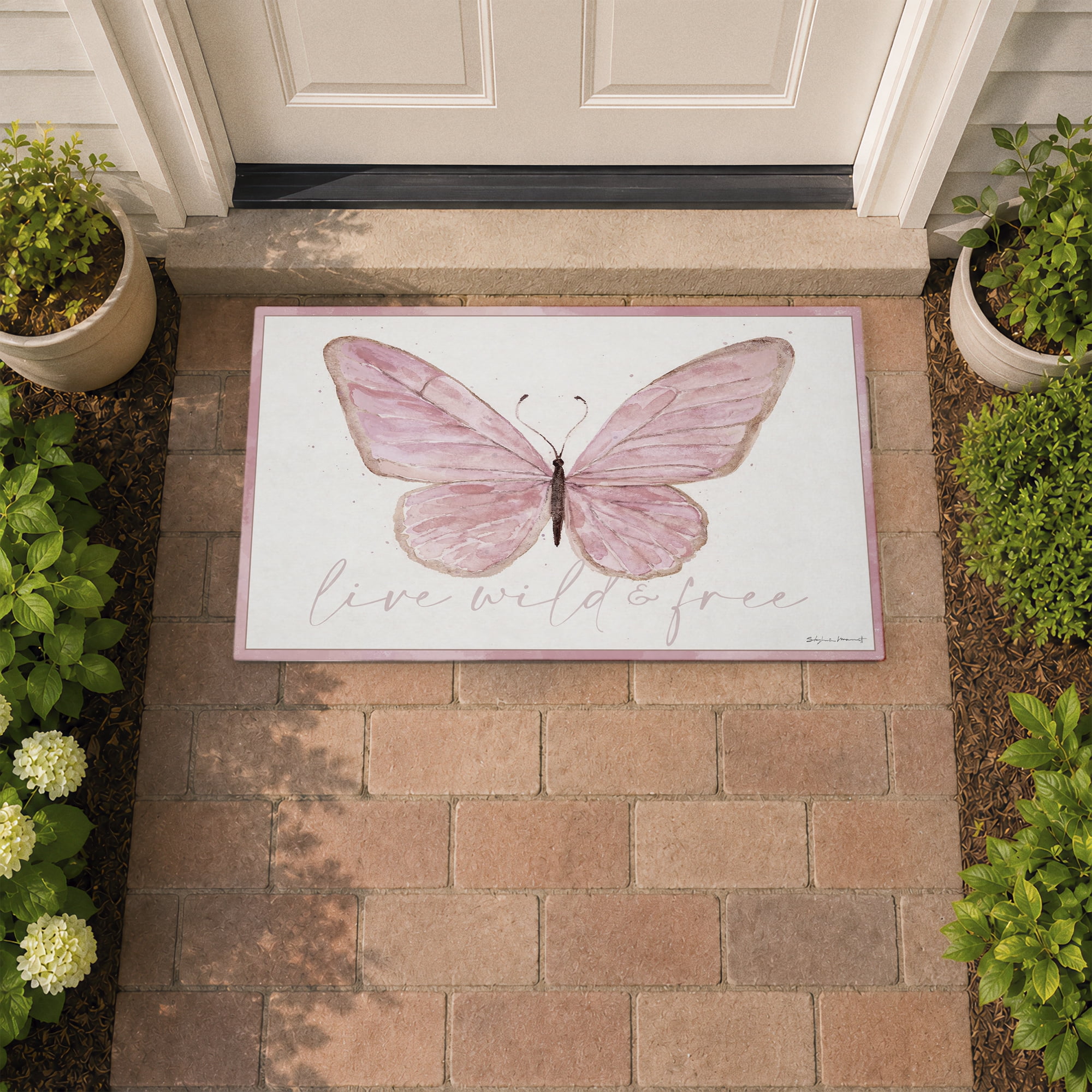 Stupell Industries Live Wild & Free Butterfly Printed Outdoor Door Floor Mat, design by Stephanie Workman Marrott