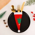 thumbnail image 4 of Juego de 10/1 portacubiertos navideños, minigorro de Papá Noel, tenedor, cuchillo, bolsa para vajilla, decoración para mesa de cena y fiesta navideña, 4 of 5