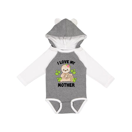 

Inktastic Cute Sloth I Love My Mother with Green Leaves Gift Baby Boy or Baby Girl Long Sleeve Bodysuit