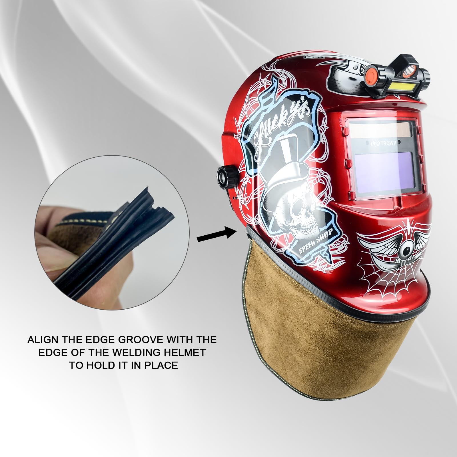 Welding Helmet Bib Cover Extended Split Wrap-Around Helmet Back Cover with Press Fit Seal, for Most Welding Helmets