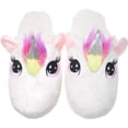 thumbnail image 3 of Cute Girls Women Cozy Unicorn Plush Sherpa Non-Skid Indoor Outdoor Slipper, White, Small/Medium, 3 of 4